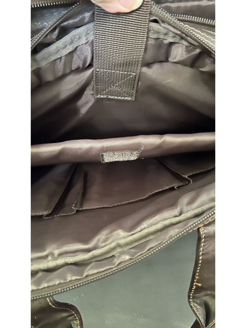 Kenneth Cole Reaction Brown Leather Briefcase Laptop Bag With Shoulder Strap - Picture 8 of 13